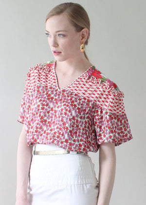 Vintage Diane Freis Flowers and Ruffles Blouse