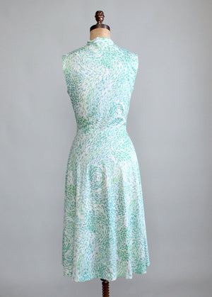 Vintage 1970s Green Drops Summer Work Dress