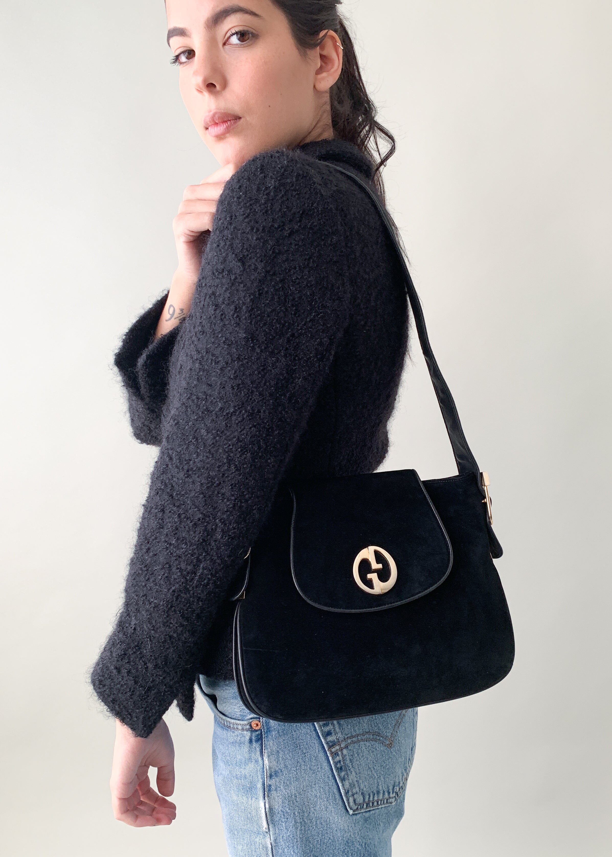 Vintage 1970s GUCCI Blondie Suede Purse