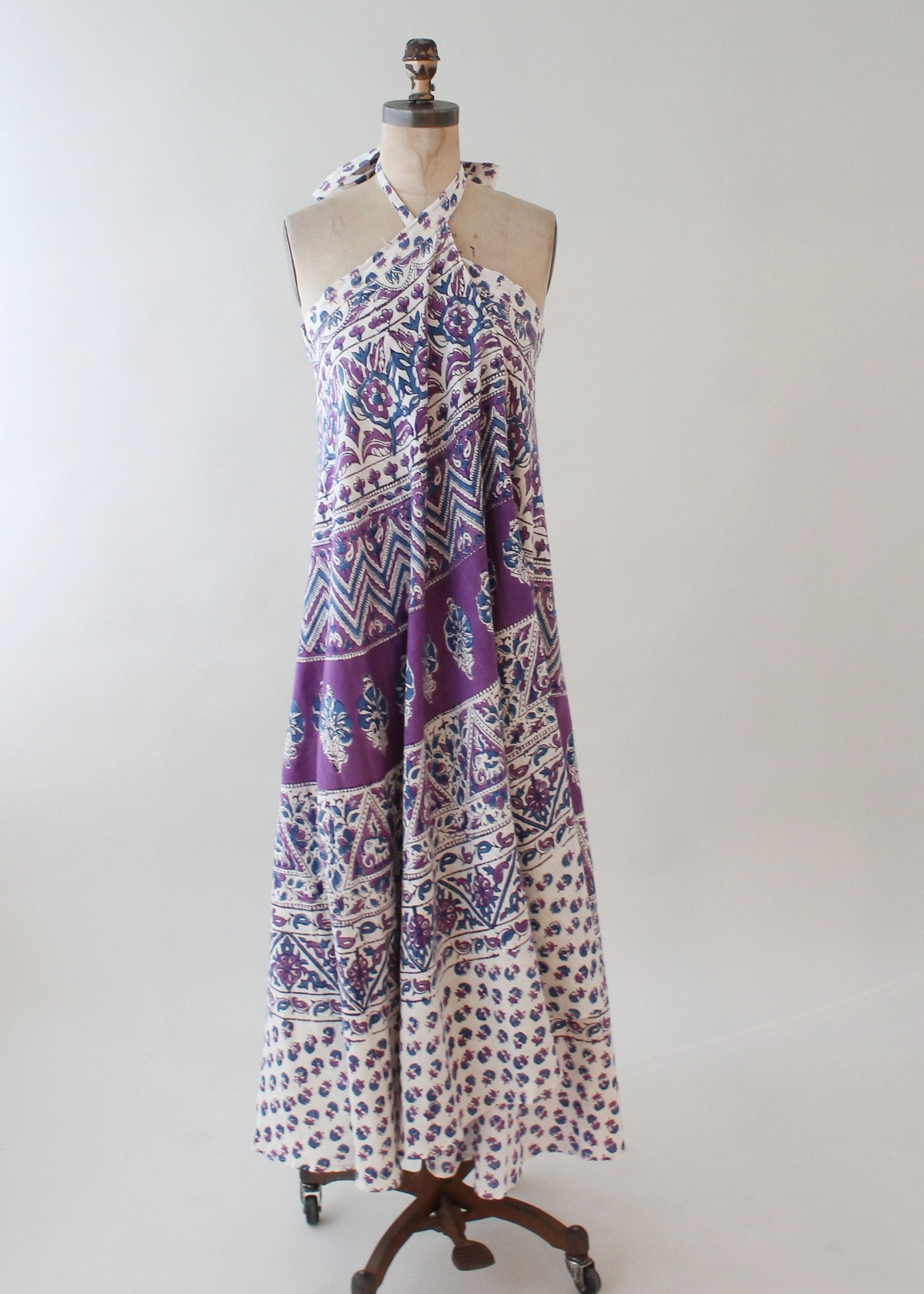 Vintage 1970s Indian Cotton Wrap Maxi Skirt