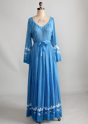 Vintage Early 1970s Hanae Mori Butterfly Maxi Dress
