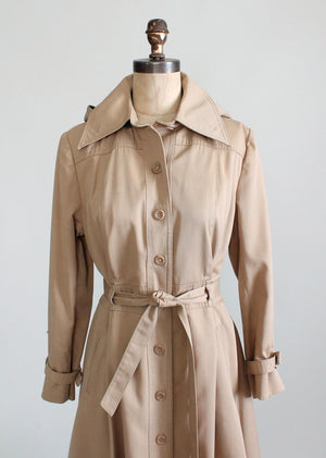 Vintage 1970s Classic Trench Coat with Detachable Hood