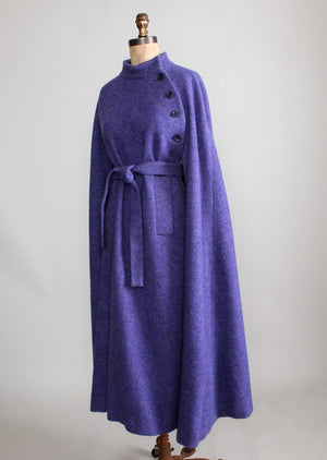 Vintage 1970s Hourihan Irish Purple Wool Long Cape