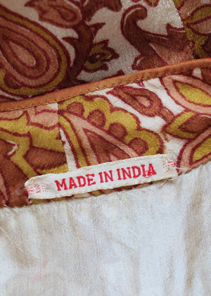 Vintage 1970s India Floral Silk Caftan