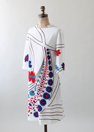 Vintage 1960s Italian MOD Print Poly Day Dress