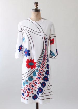 Vintage 1960s Italian MOD Print Poly Day Dress