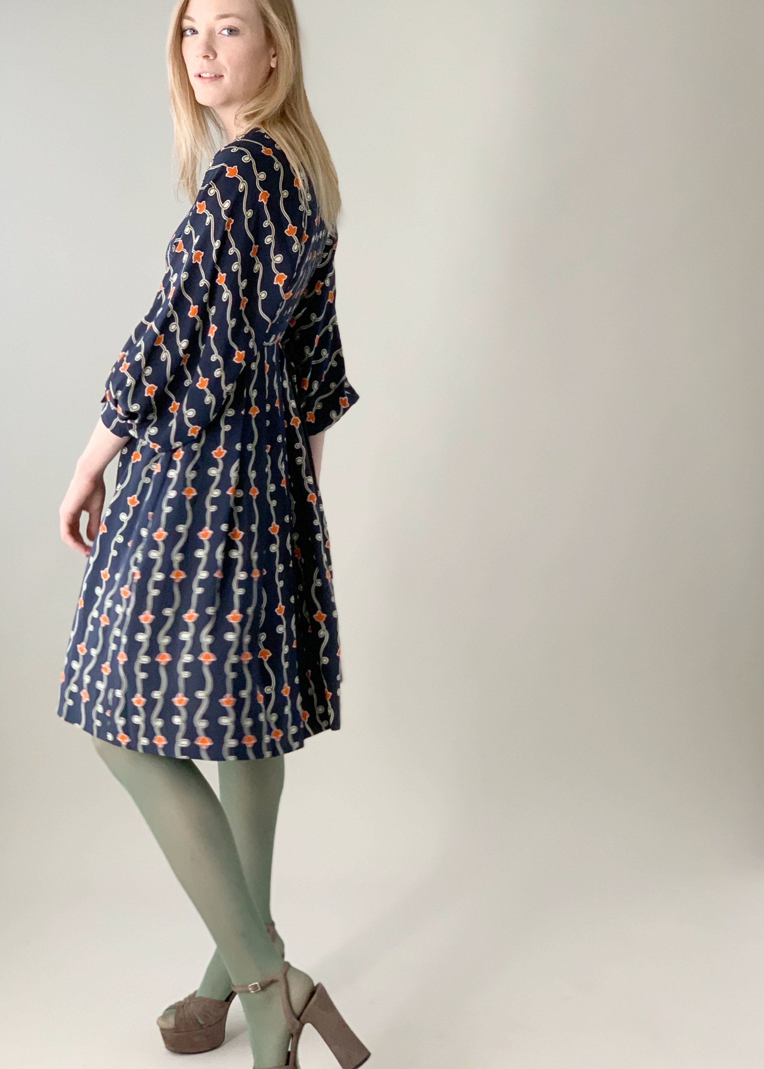 Vintage 1970s Jean Muir Silk Print Dress