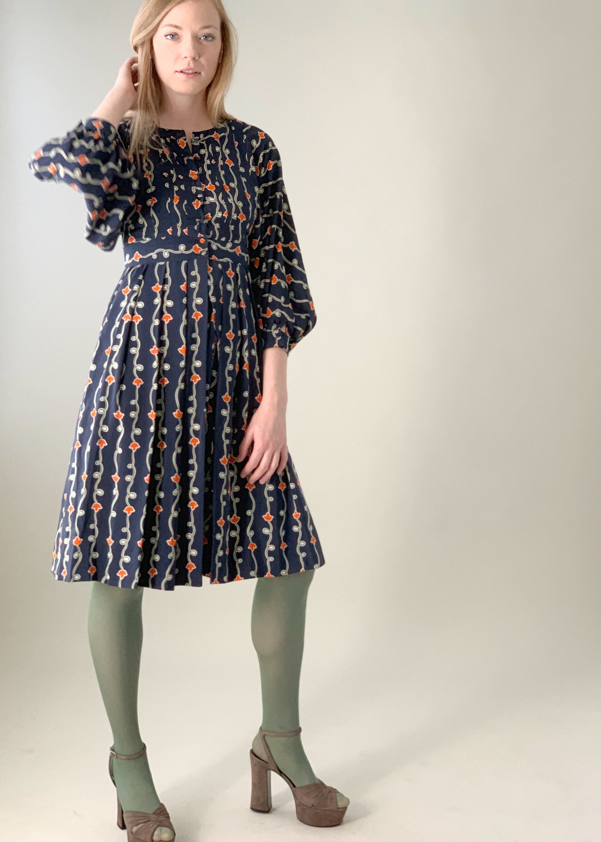 Vintage 1970s Jean Muir Silk Print Dress Raleigh Vintage