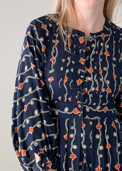 Vintage 1970s Jean Muir Silk Print Dress