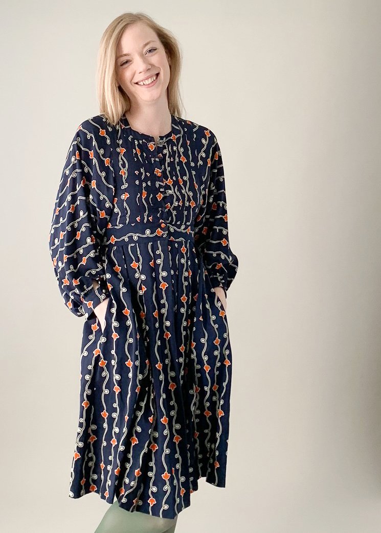 Vintage 1970s Jean Muir Silk Print Dress