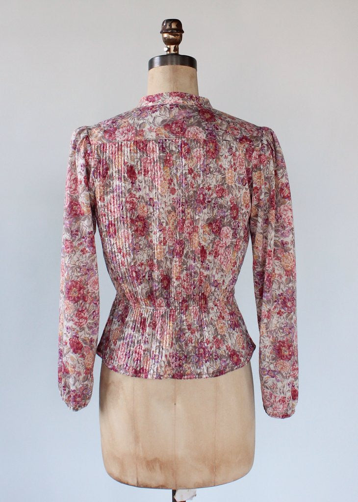 Vintage 1970s Poet's Garden Floral Top