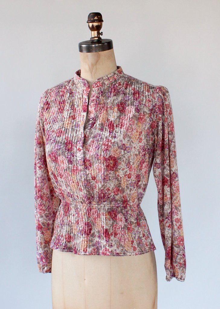 Vintage 1970s Poet's Garden Floral Top