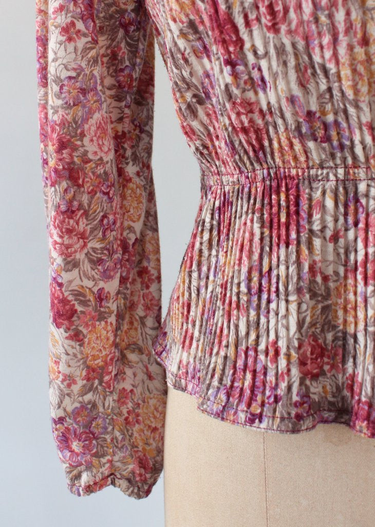 Vintage 1970s Poet's Garden Floral Top