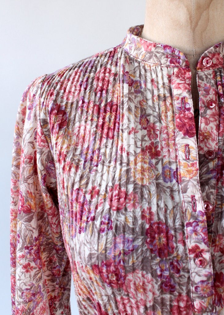 Vintage 1970s Poet's Garden Floral Top