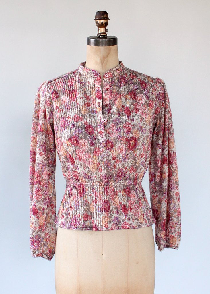 Vintage 1970s Poet's Garden Floral Top