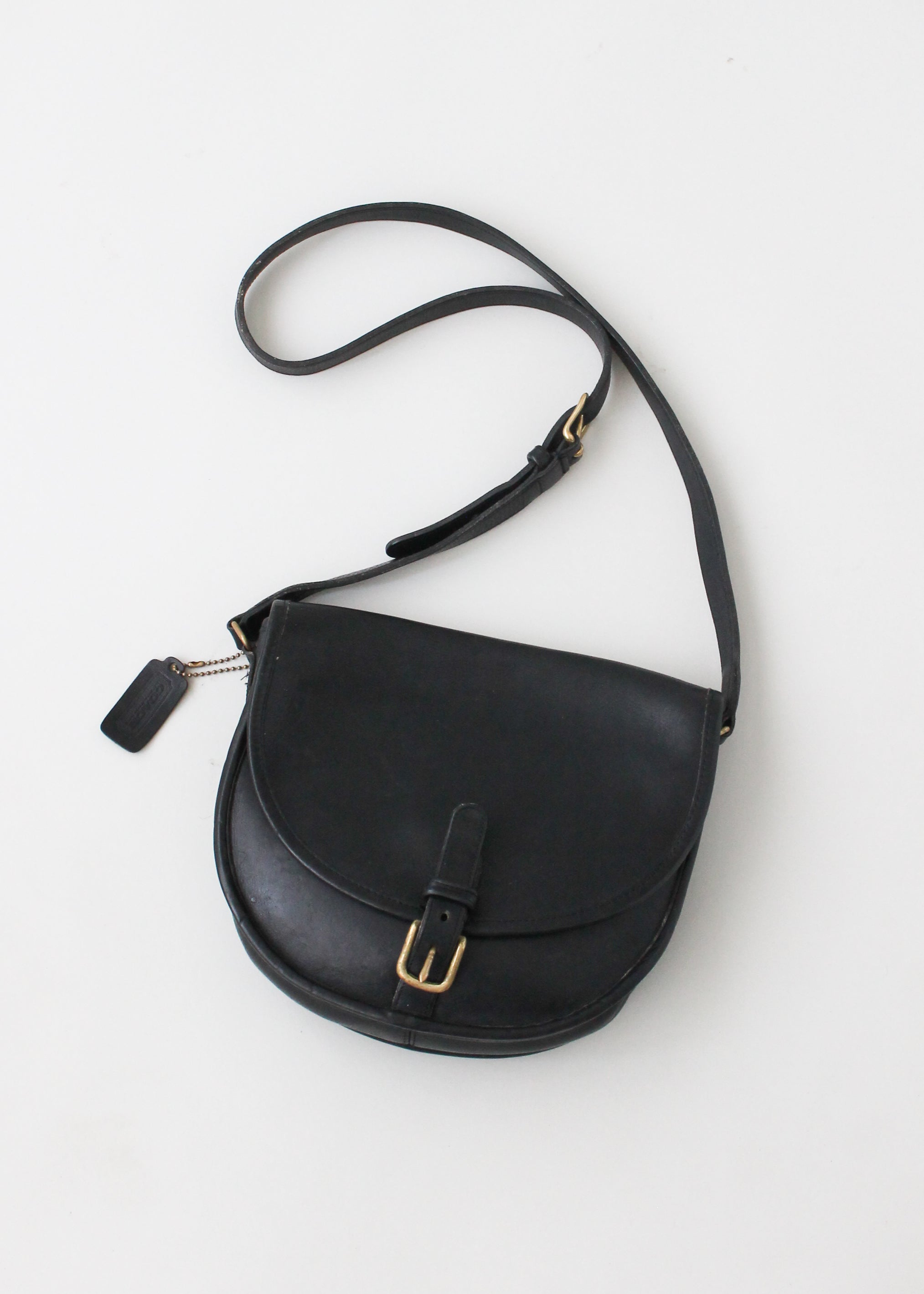 Vintage 1980s Black Leather Coach Bag Selected By Raleigh Vintage