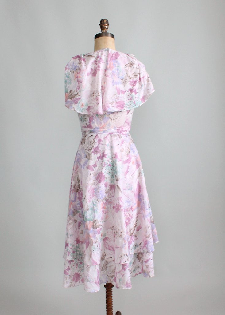 Vintage 1970s Pastel Floral Wrap Dress