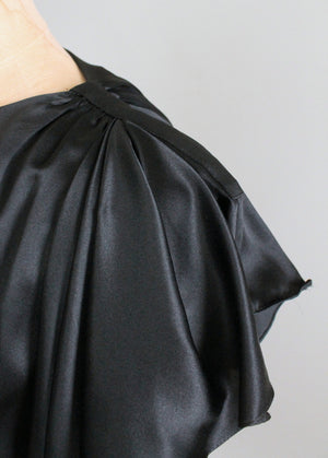 Vintage 1970s Pierre Cardin Black Silk Dress