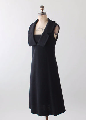 Vintage 1960s Pierre Cardin Minimalist Wool Dress