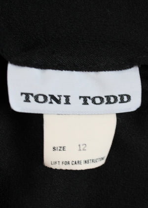 Vintage 1970s Toni Todd Black Draped Back Dress