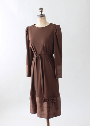 Vintage 1970s Parnes Feinstein Brown Winter Dress