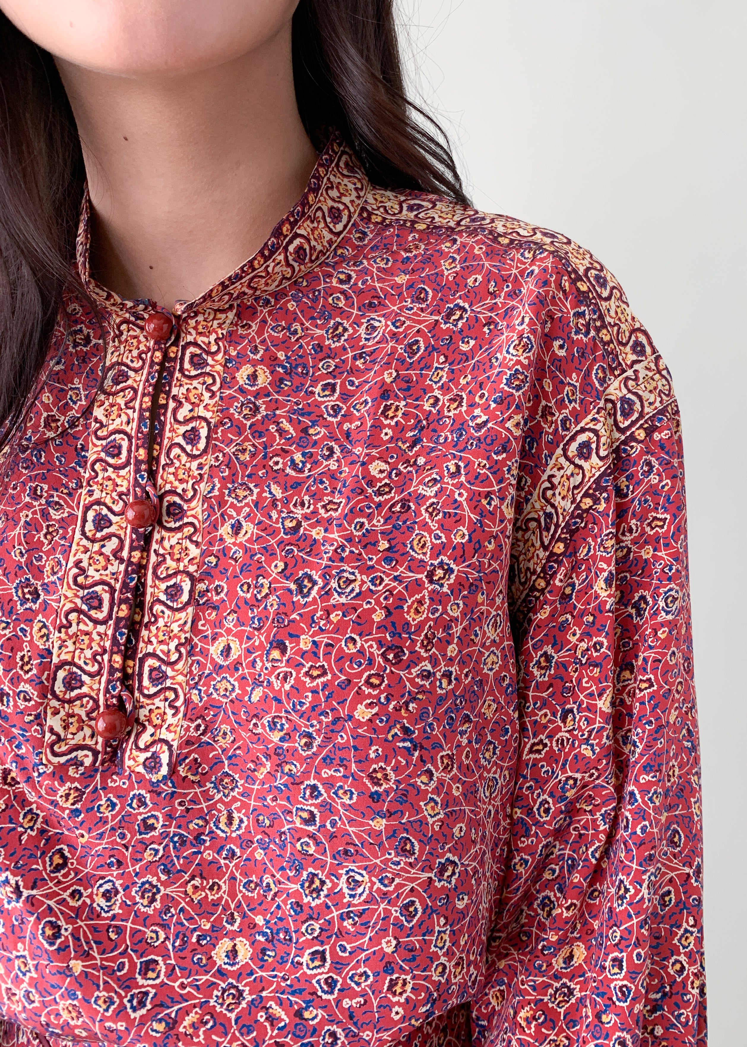 Vintage 1970s Ungaro Silk Peasant Dress Set