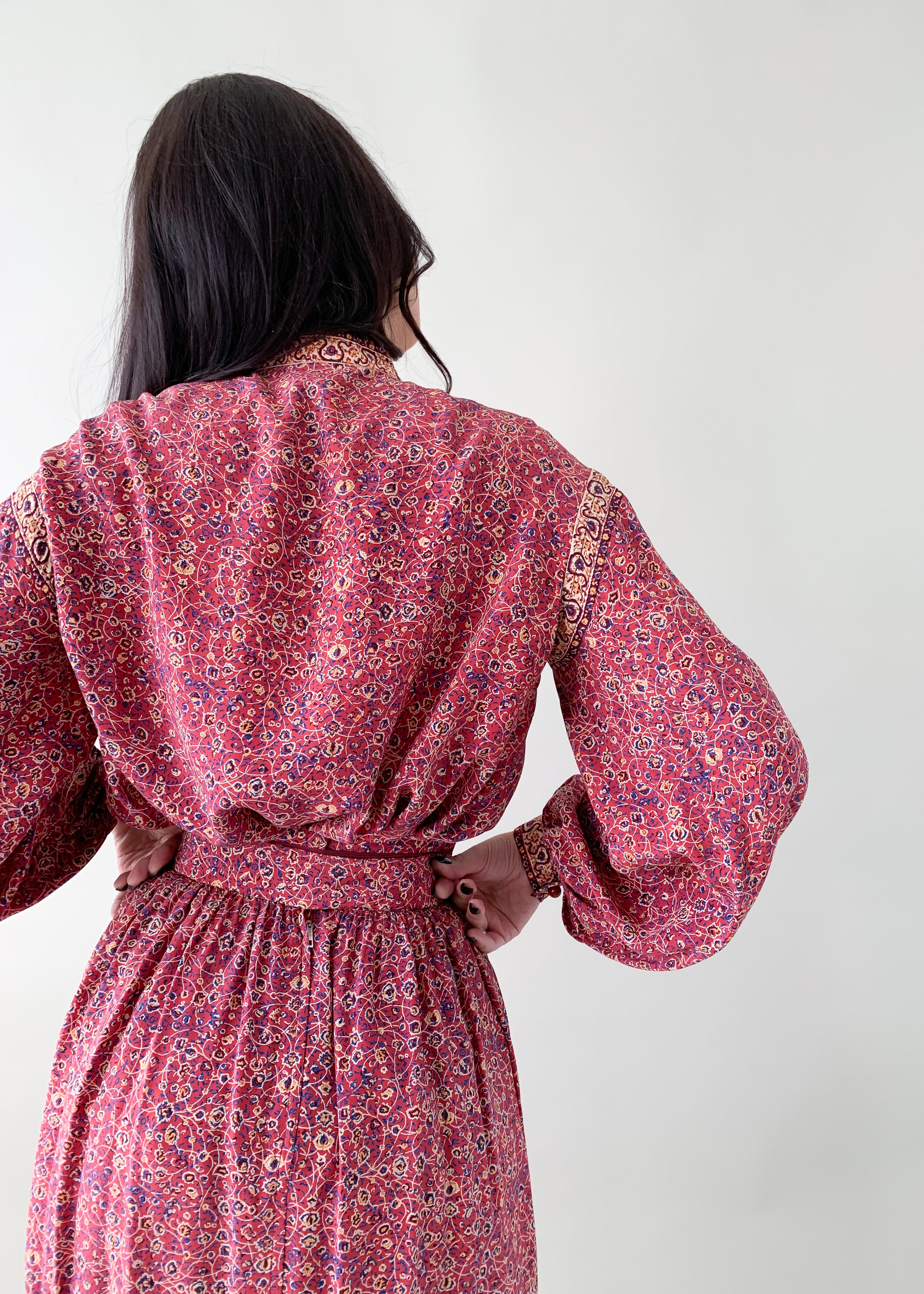 Vintage 1970s Ungaro Silk Peasant Dress Set