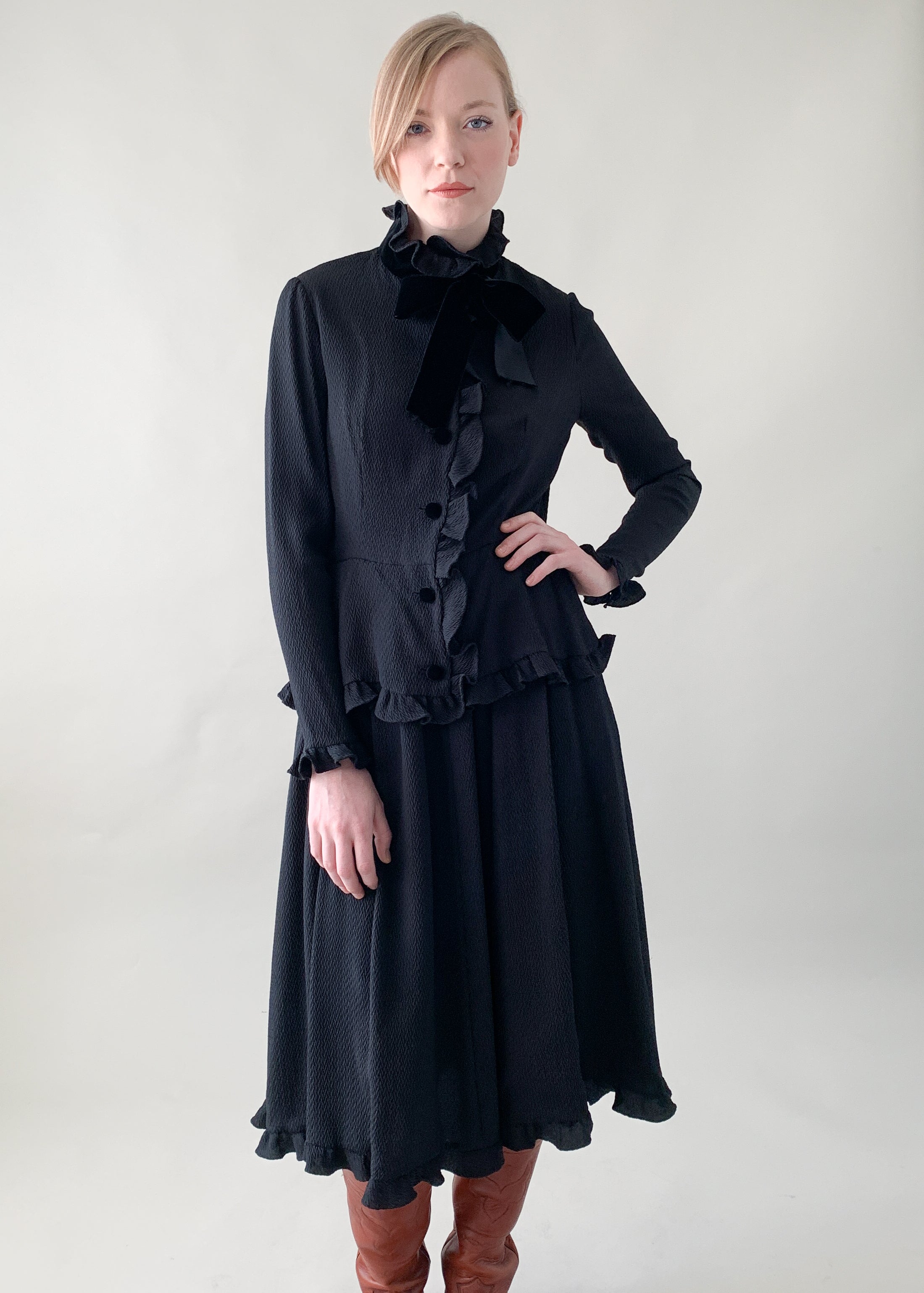 Vintage 1970s Valentino Silk Ruffle Dress
