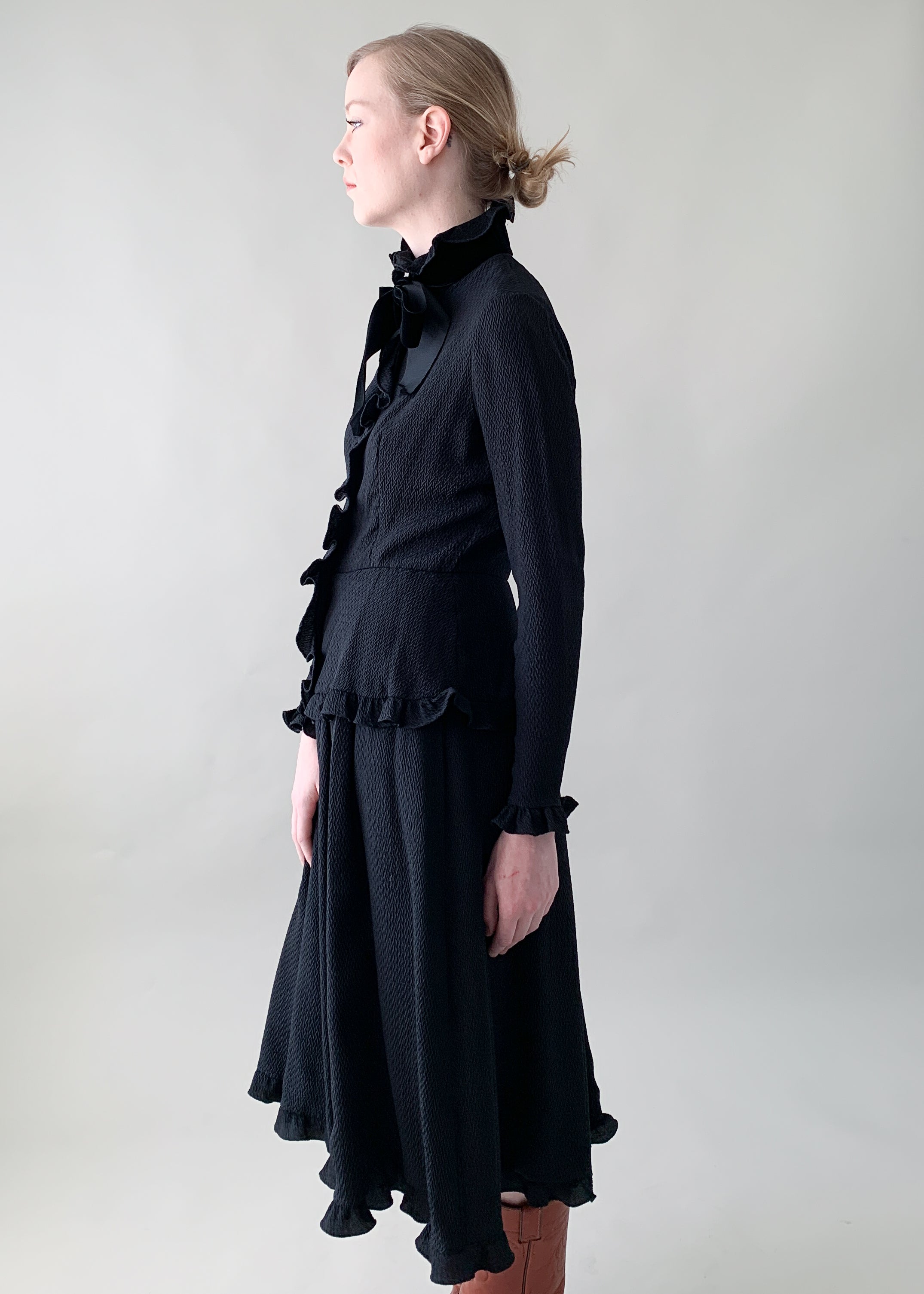 Vintage 1970s Valentino Silk Ruffle Dress
