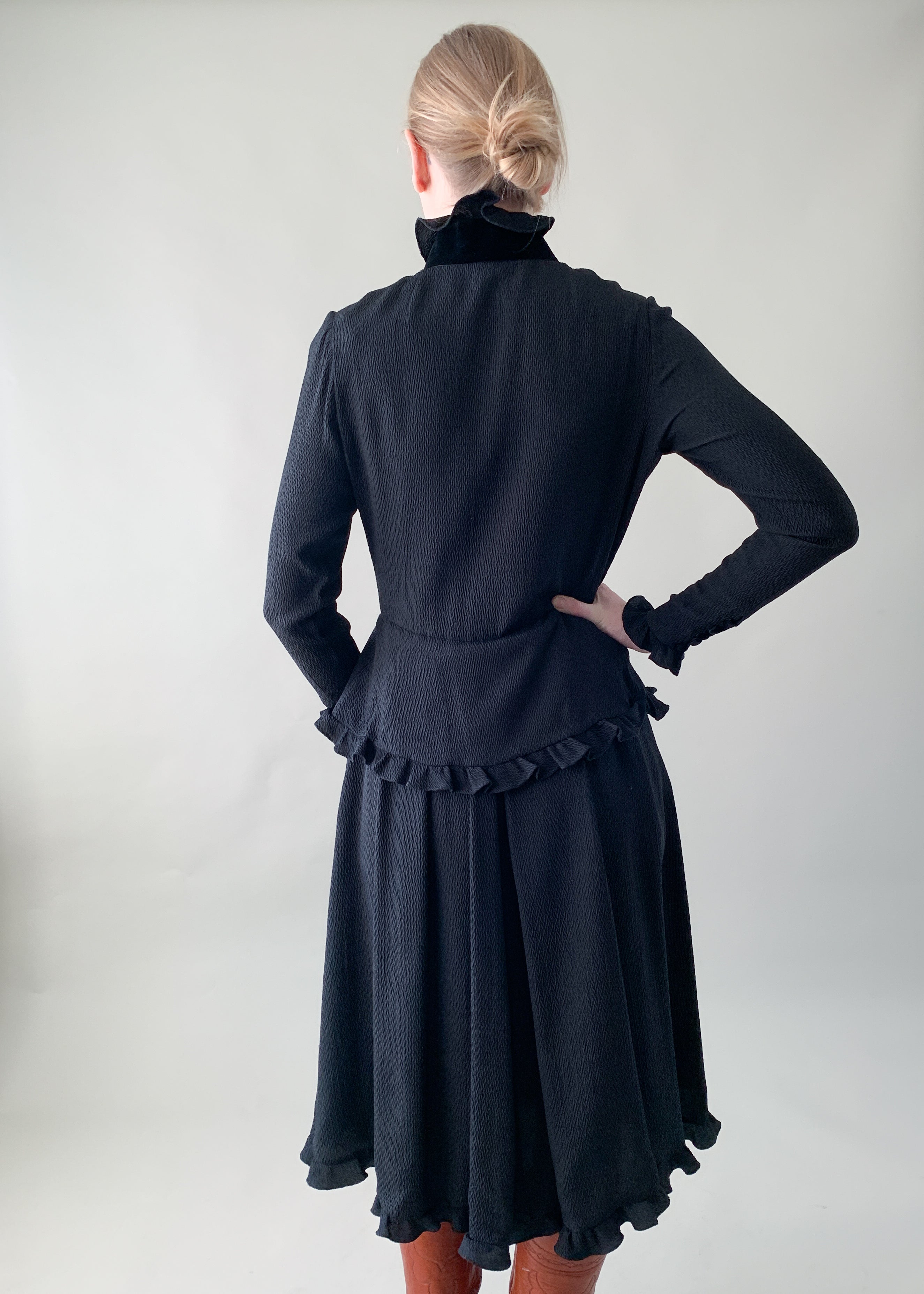Vintage 1970s Valentino Silk Ruffle Dress