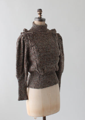 Vintage 1970s Victorian Style Ruffle Sweater