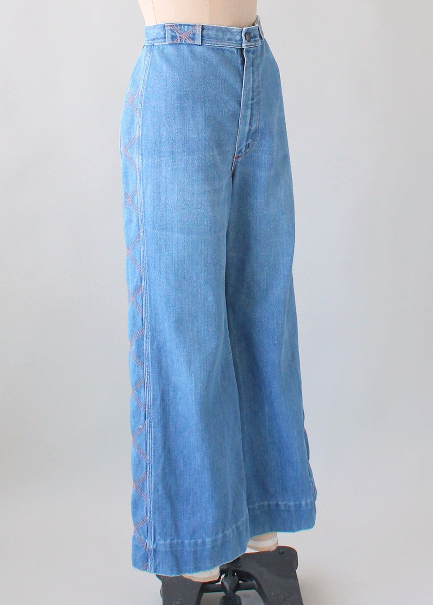 Vintage 70s Bell Bottoms // High Rise + Extra Long Inseam
