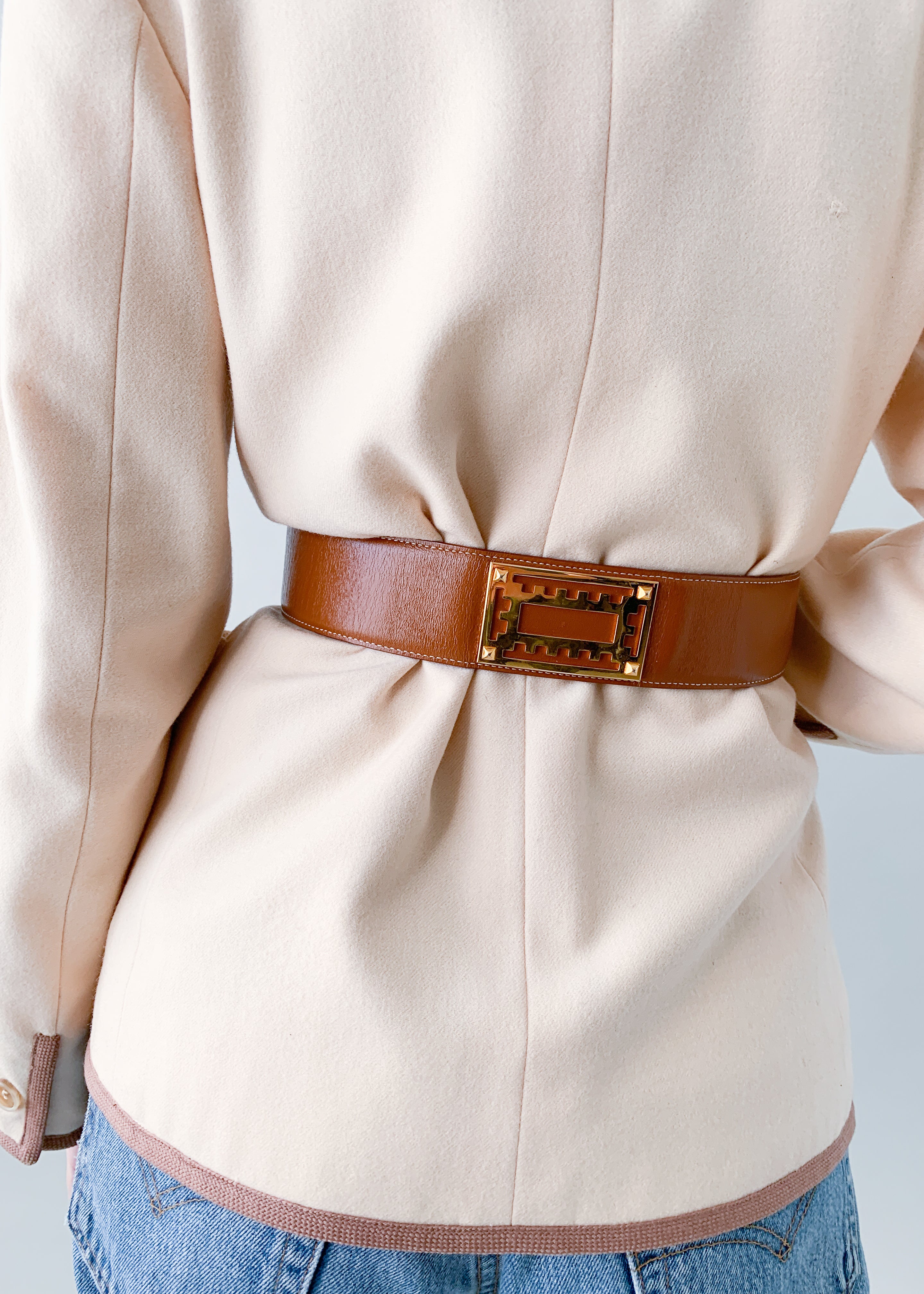 Vintage 1990s Hermès Brown Leather Belt