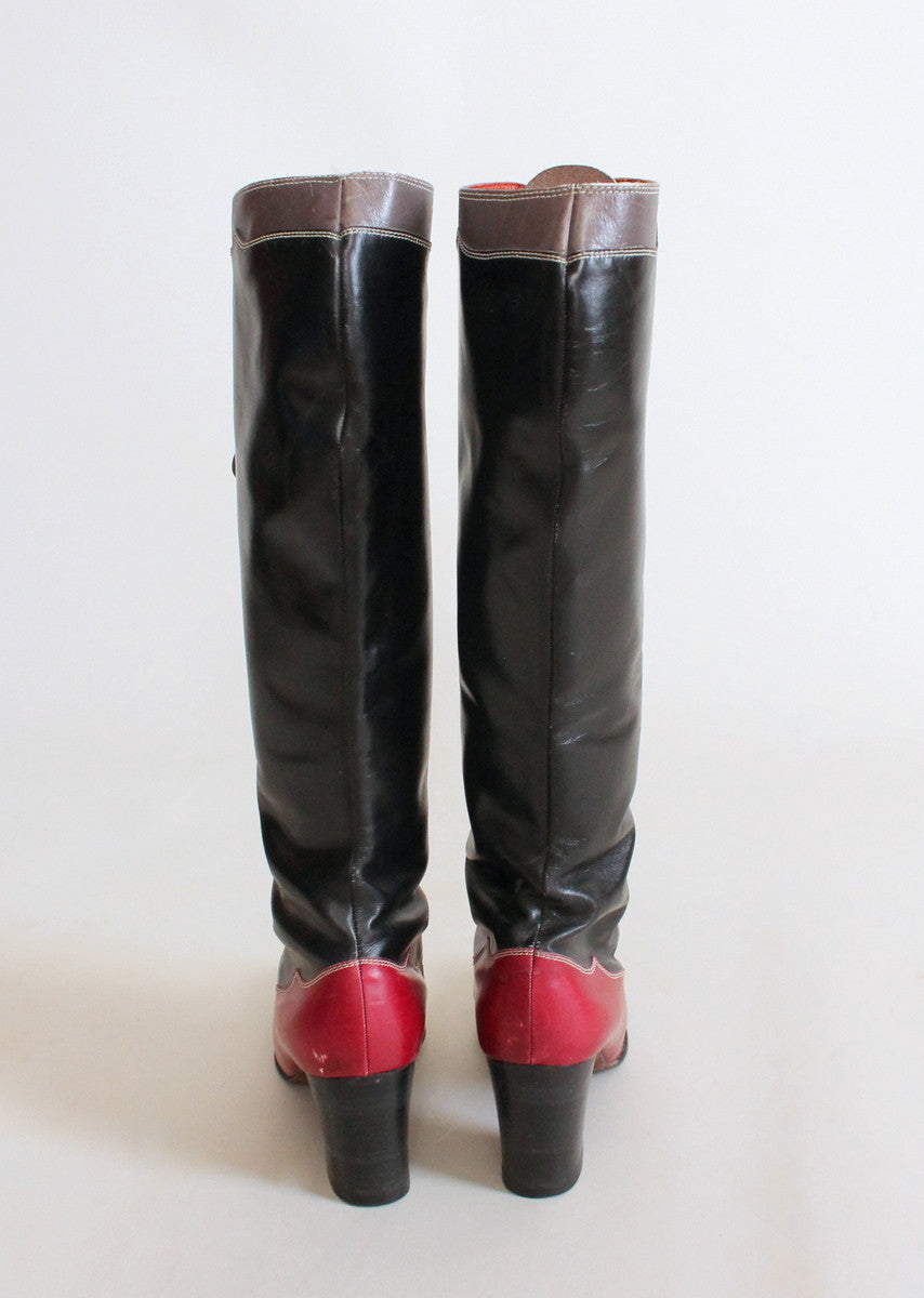 Vintage 1970s Yves Saint Laurent MOD Lace Up Boots