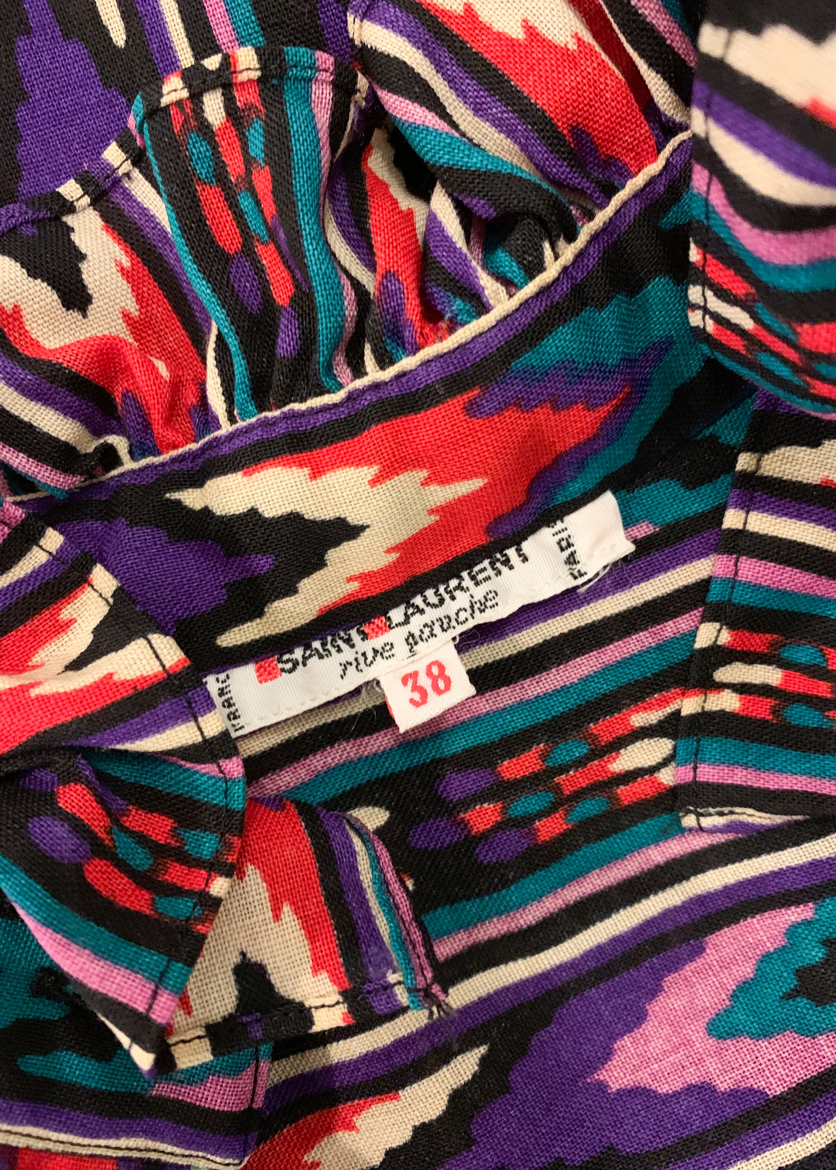 Vintage 1970s YSL Aztec Print Blouse