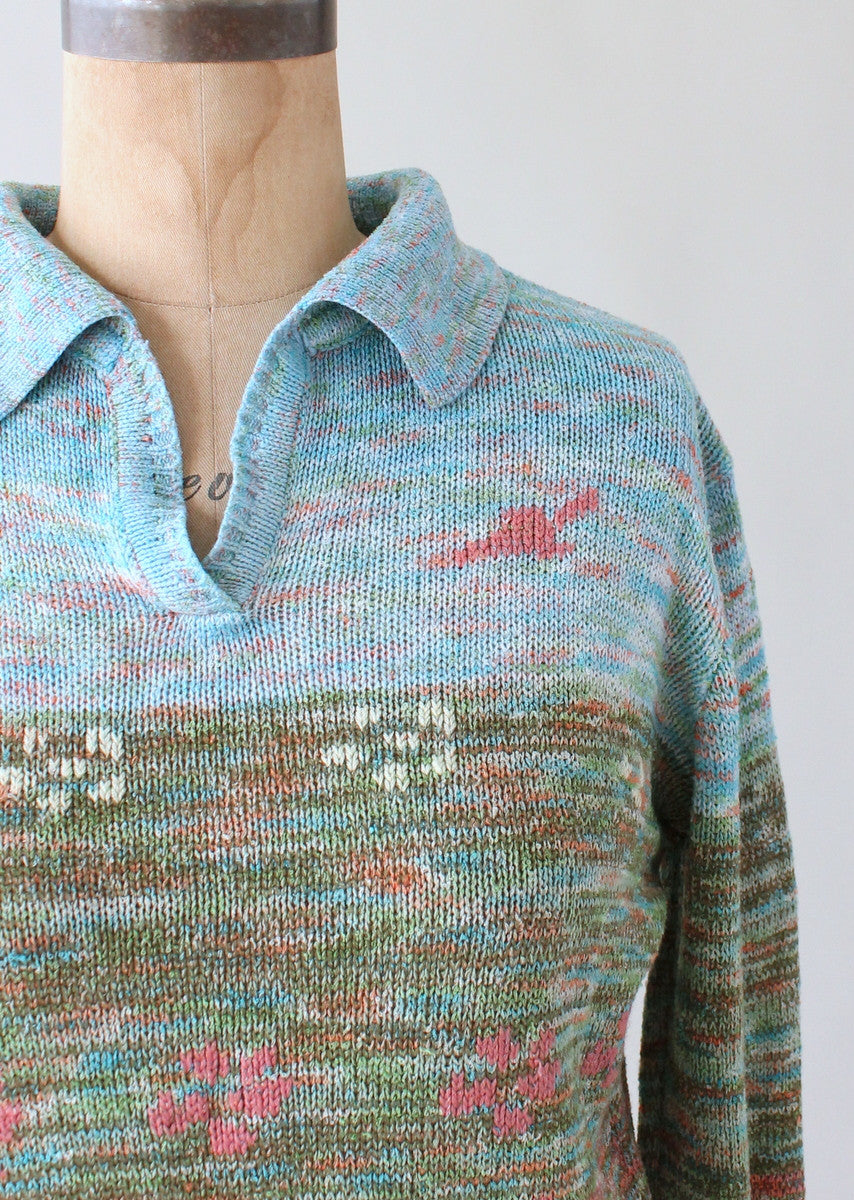 Vintage 1970s Abstract Landscape Sweater