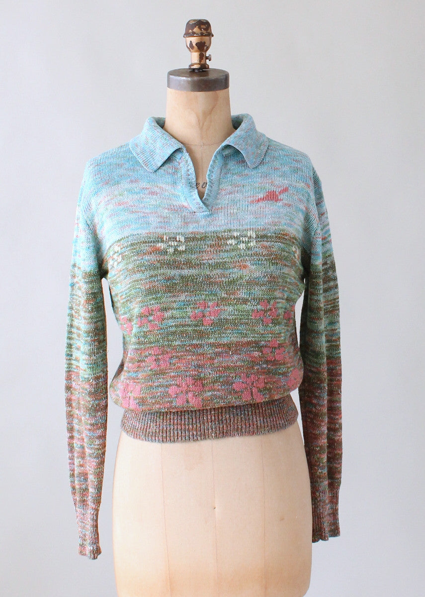 Vintage 1970s Abstract Landscape Sweater