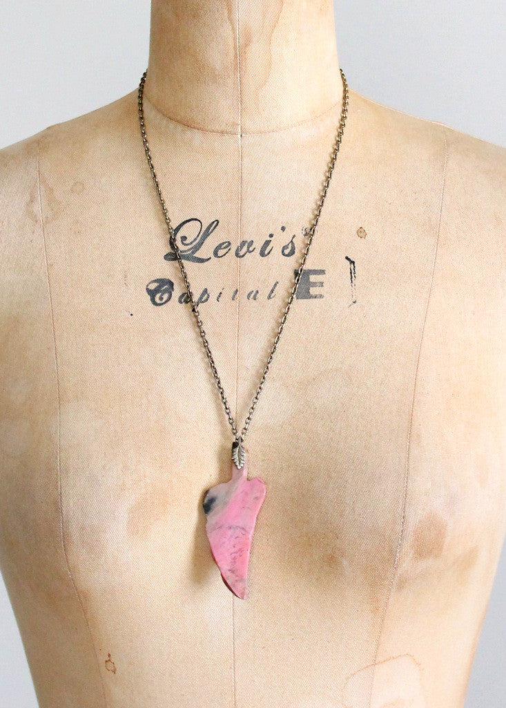 Vintage 1970s agate stone necklace