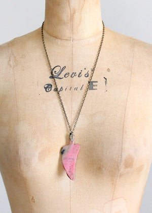 Vintage 1970s agate stone necklace