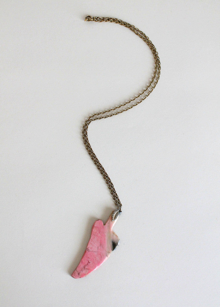 Vintage pink agate pendant necklace