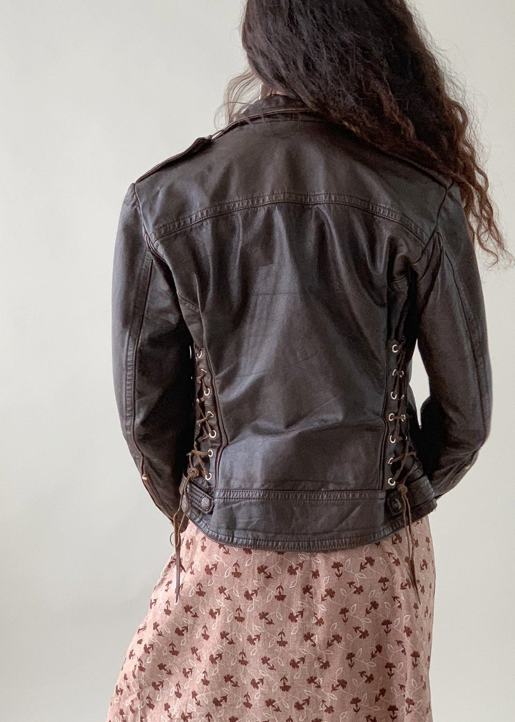 Vintage 1970s Harley Davidson Leather Lace Up Biker Jacket