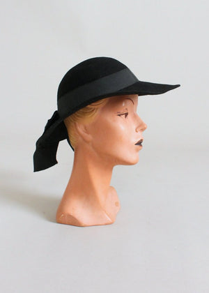 Vintage 1970s Black Felt Fall Weekender Hat