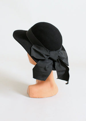Vintage 1970s Black Felt Fall Weekender Hat