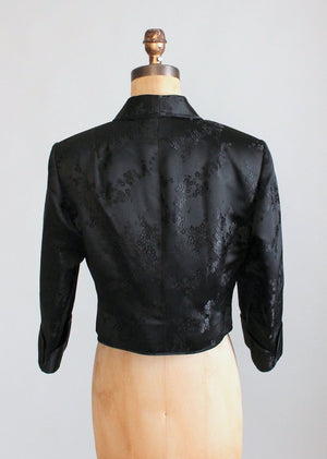 Vintage 1960s Black Silk Asian Print Jacket
