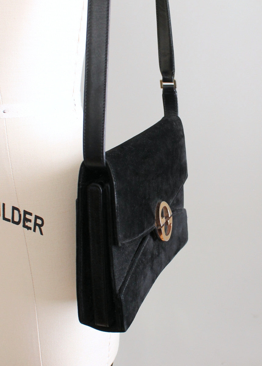 Sell Gucci Vintage Suede Shoulder Bag - Black
