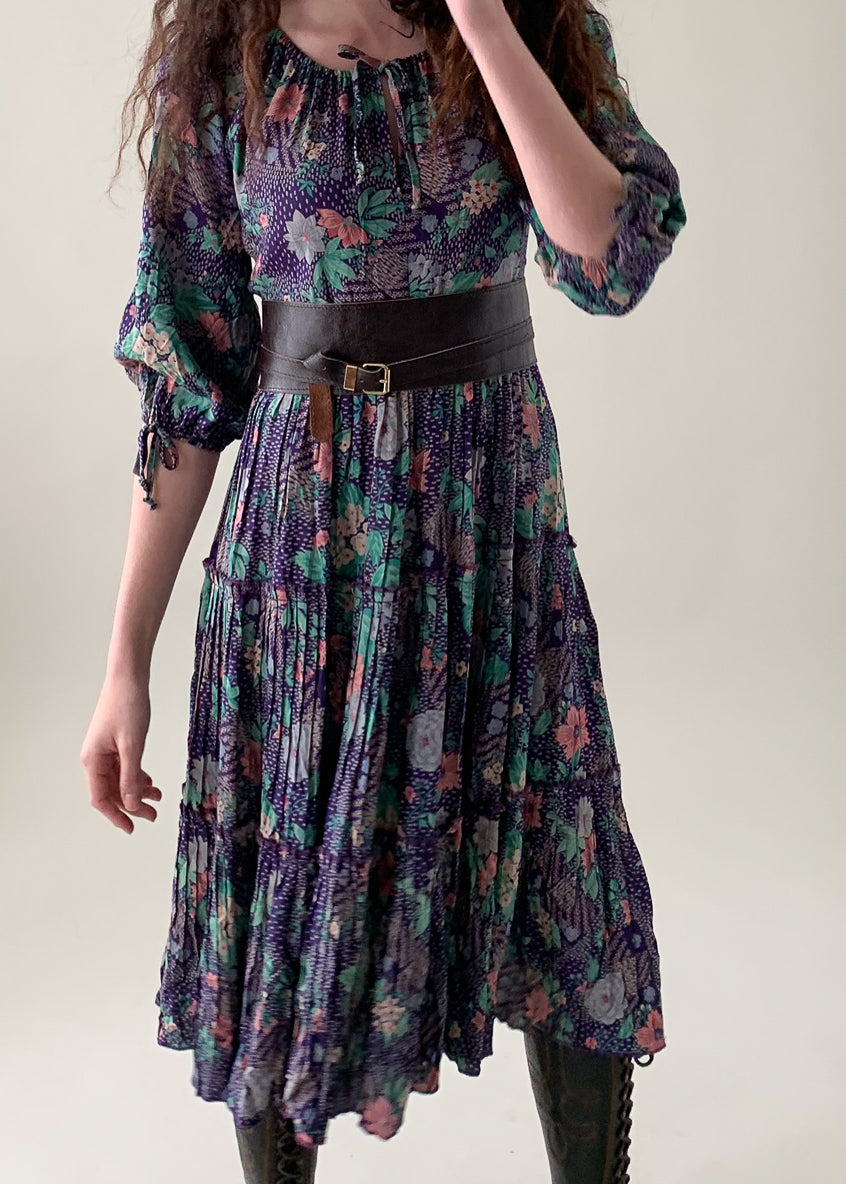 Vintage 1970s Floral Peasant Dress