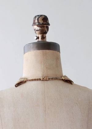 Vintage 1940s Brass Beaded Necklace and Bracelet Set