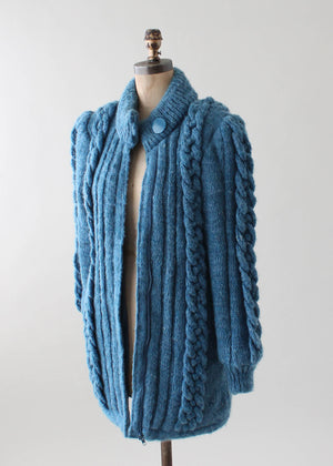 Vintage 1970s Cable Knit Sweater Coat