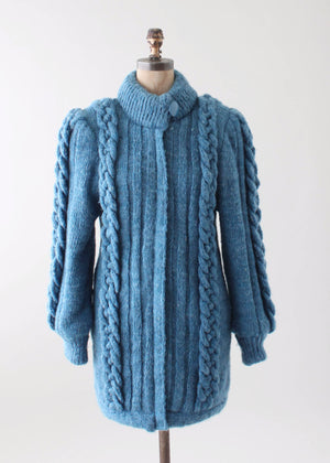 Vintage 1970s Cable Knit Sweater Coat
