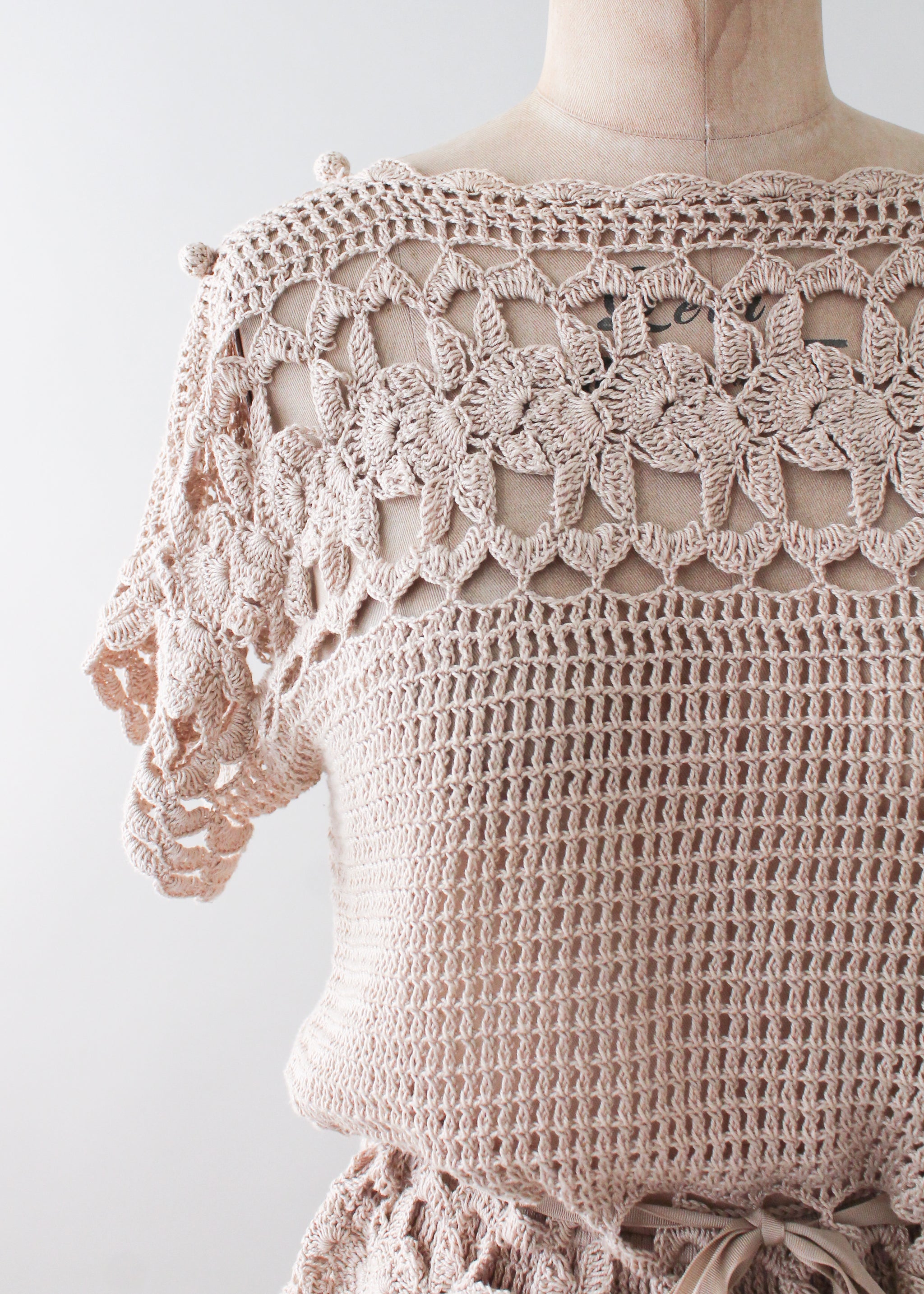 Vintage 1970s Tan Crochet Dress Set - Raleigh Vintage Vintage 1970s Tan Crochet Dress Set - Raleigh Vintage